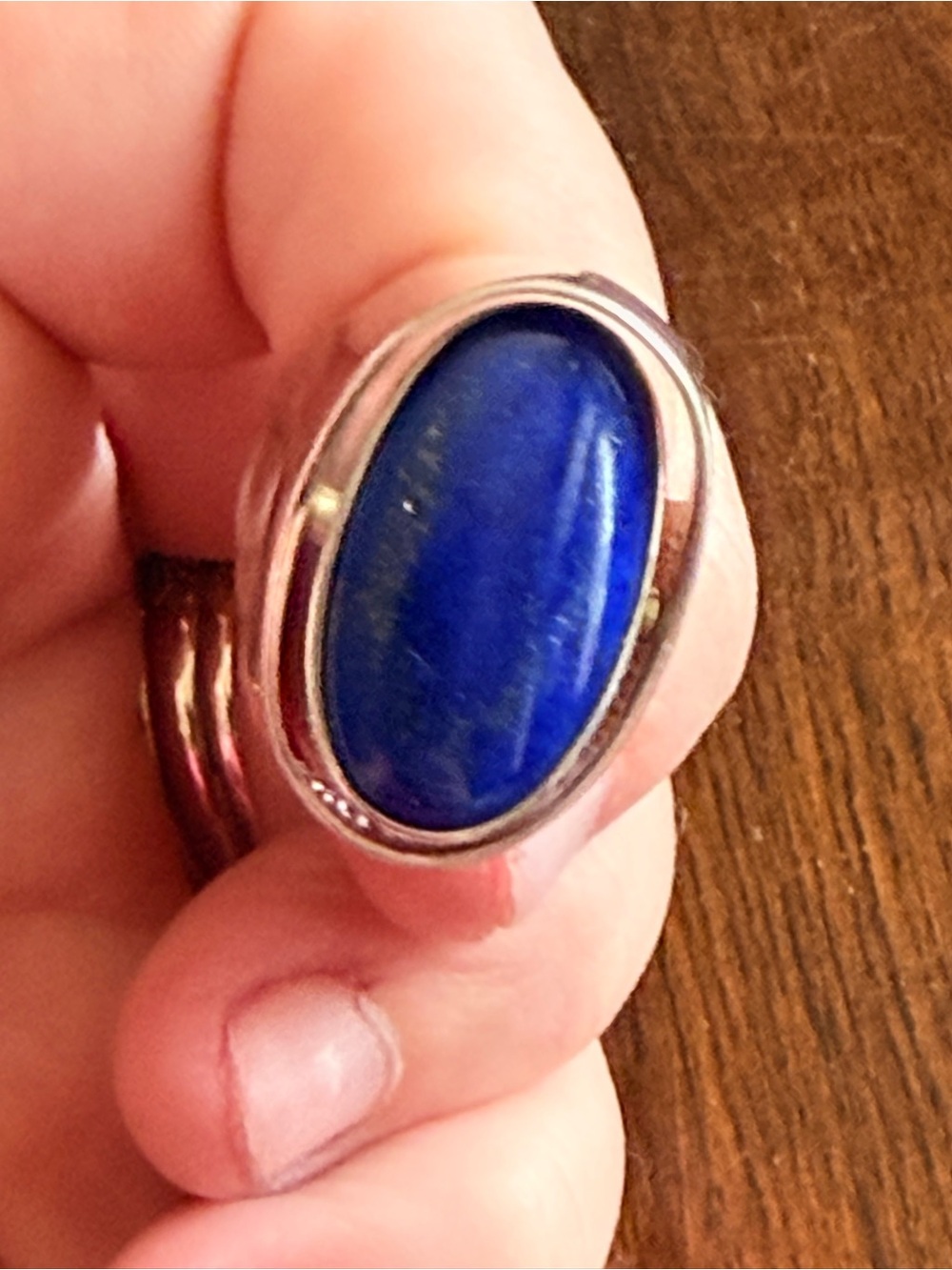 925 Sterling Silver Jay King Ring with Deep Blue/ Turquoise Reversable Oval Sz 8 - Picture 1 of 4